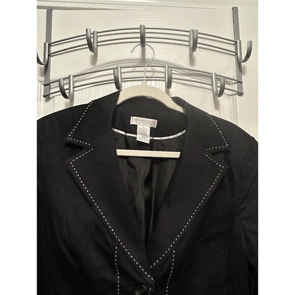 Worthington Women's Notch Lapel Blazer  Jacket Black Size 14 NWT White Stitching - Picture 3 of 16